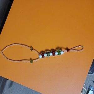Beaded ankle and foot bracelet jewelry anklet red white green